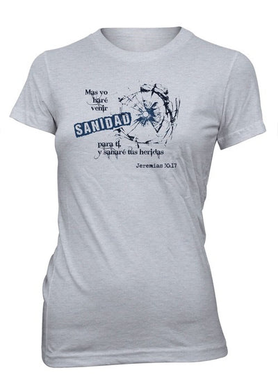 Sanidad Jesús Jeremias Heridas Versiculo Biblia Camiseta Cristiana Talla Juvenil