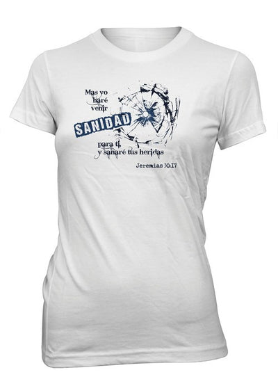 Sanidad Jesús Jeremias Heridas Versiculo Biblia Camiseta Cristiana Talla Juvenil