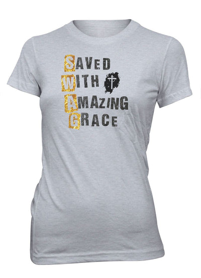 Saved With Amazing Grace SWAG Christian T-shirt for Juniors