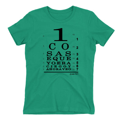 Ahora Veo Con Jesús Camiseta Cristiana Para Mujeres en Verde | Aprojes