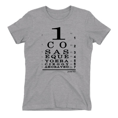 Ahora Veo Con Jesús Camiseta Cristiana Para Mujeres en Gris | Aprojes