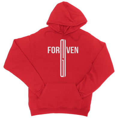 Forgiven Cross Christian Hooded Sweatshirt in Red | Aprojes