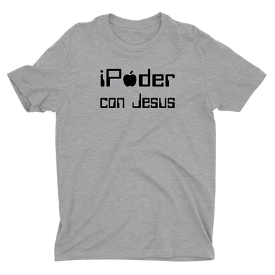 iPoder Con Jesus Camiseta Cristiana Para Hombres en Gris | Aprojes