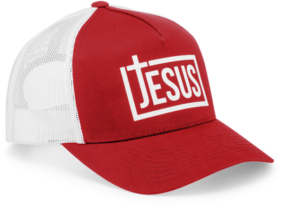 Jesus Trucker Hat - Christian Snapback Caps - Red/White