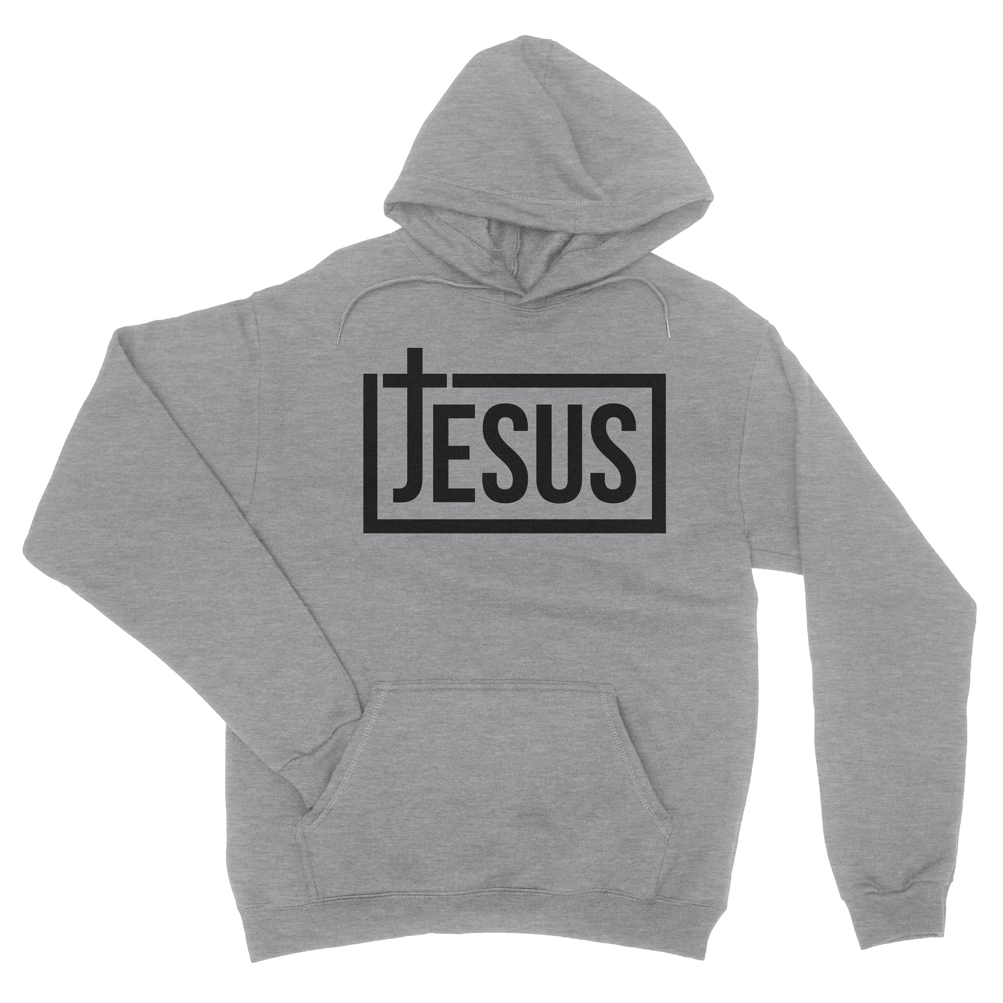 Jesus Cross Hoodie Christian Sweatshirt in Heather Gray | Aprojes