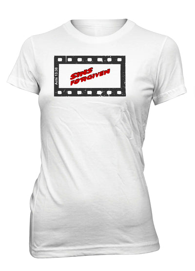 Sins Forgiven Movie Filmstrip Christian T-shirt for Juniors