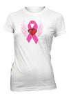 Breast Cancer Awareness Pink Ribbon Angel Wings T-Shirt for Juniors