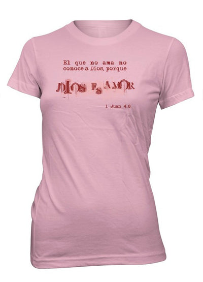 Dios Es Amor Camiseta Cristiana Para Mujeres en Rosado | Aprojes