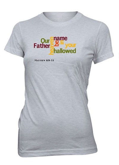 Our Father in Heaven Jesus God Prayer Word Cloud Christian Tshirt for Juniors