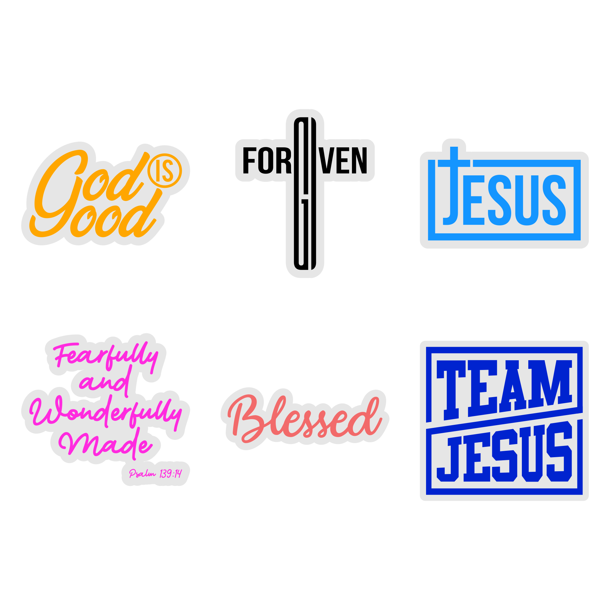 6 Pack Variety Christian Stickers