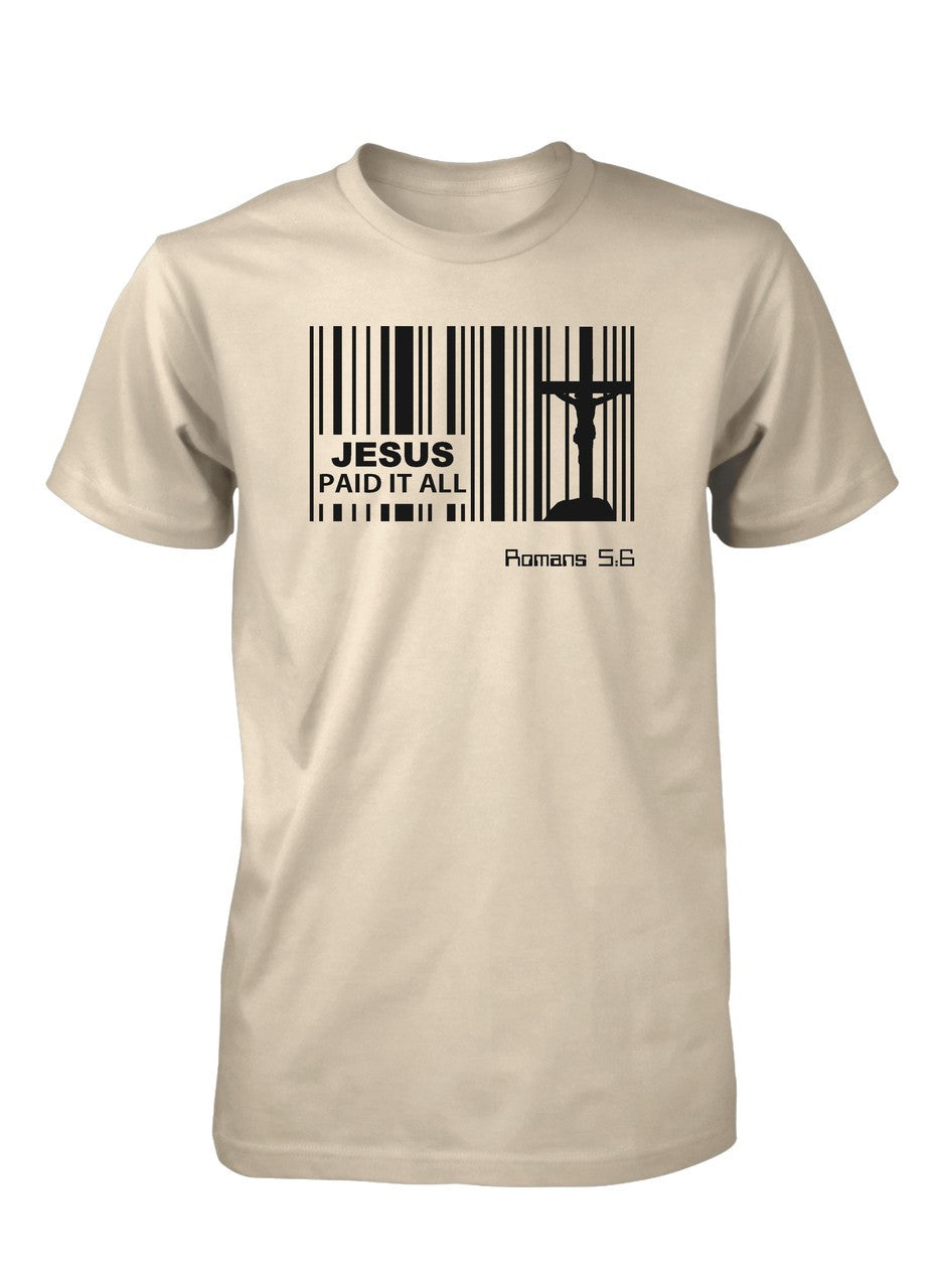 Jesus Paid Price Bar Code God Easter Christian T-shirt for Men