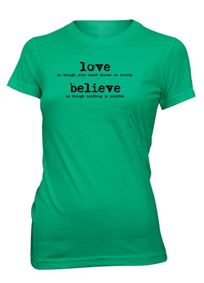 Love Believe Heart Valentine's Day Christian T-Shirt for Juniors