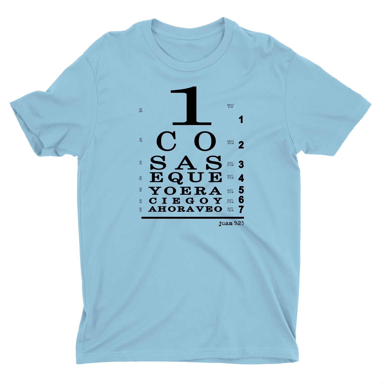 Ahora Veo Con Jesús Camiseta Cristiana Para Hombres en Celeste | Aprojes