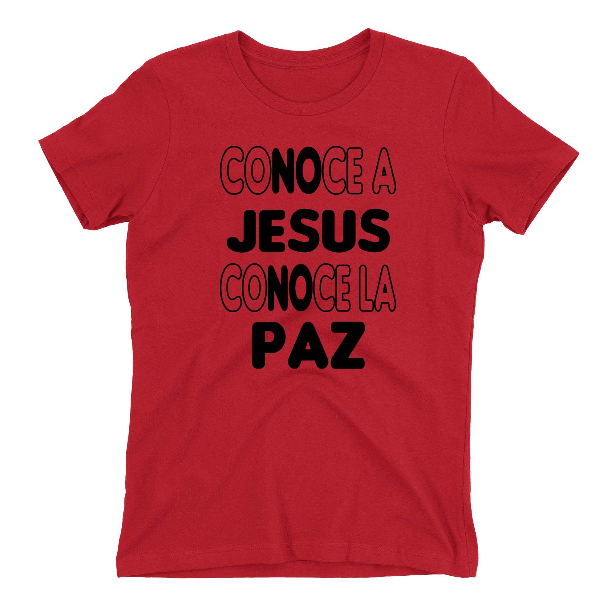 Conoce a Jesús Conoce la Paz Camiseta Cristiana Para Mujeres en Rojo | Aprojes