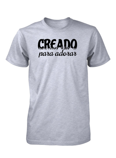 Creado Para Adorar Camiseta Cristiana Para Hombres en Grey | Aprojes