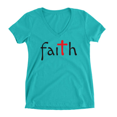 Faith Cross Christian V-Neck T-Shirt for Juniors
