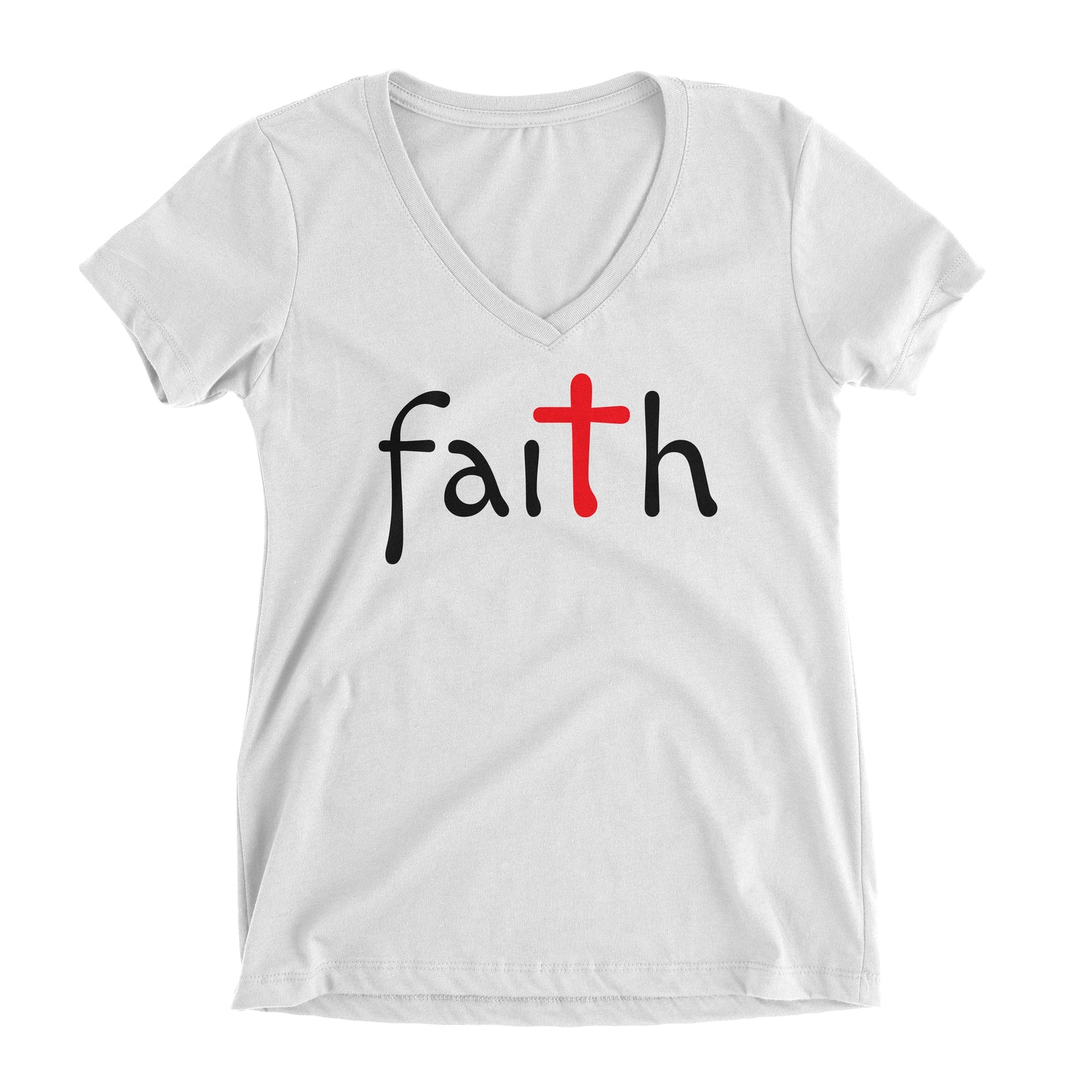 Faith Cross Christian V-Neck T-Shirt for Juniors