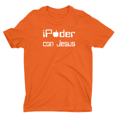 iPoder Con Jesus Camiseta Cristiana Para Hombres en Naranja | Aprojes