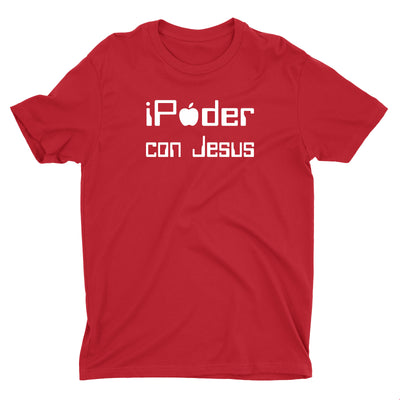iPoder Con Jesus Camiseta Cristiana Para Hombres en Rojo | Aprojes