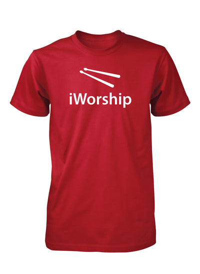 iWorship Praise God Drums Drumsticks Sticks Music Christian Tshirt for Men