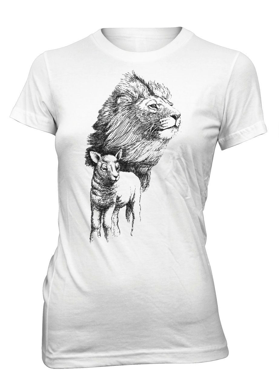 Jesus Lion Lamb Animals Shirt Christian T-Shirt for Juniors