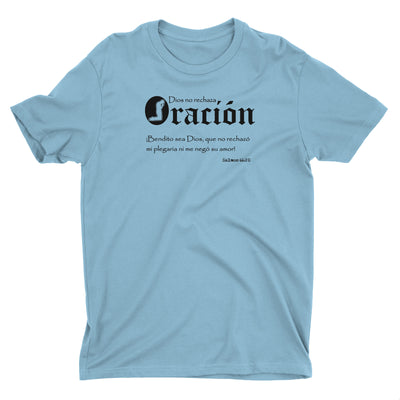 Dios No Rechaza Oracion Camiseta Cristiana Para Hombres en Celeste | Aprojes
