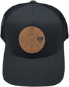 Way Truth Life Leather Patch Trucker Hat - Christian Caps - Black - Front